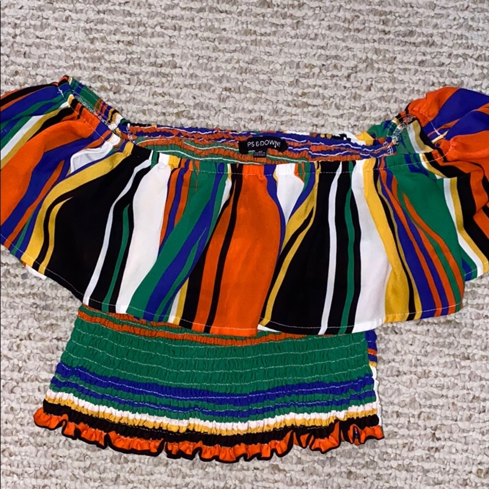 Colorful striped “Ups & Downs” crop top